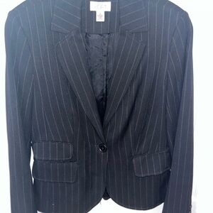 LOFT Black Pinstripe Jacket
